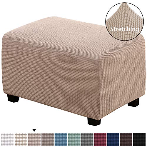 Product Cover H.VERSAILTEX Oversized Ottoman Slipcover Jacquard Polyester Stretch Fabric Rectangle Folding Storage Stool Ottoman Cover Furniture Protector for Living Room (X-Large 35