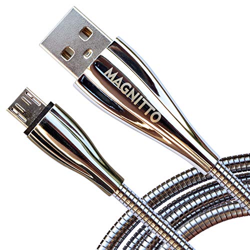 Product Cover MAGNITTO Android Micro USB Charging Cord Zinc Alloy Metal Braided Extra Durable Fast Charger & Data Transfer for Any Android Phones Devices HTC Moto LG Samsung Galaxy S3 S4 S5 S6 S7 for car 2.4a 3ft