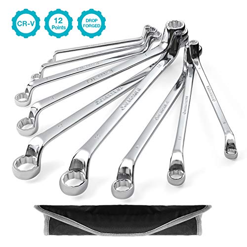 Product Cover GEARDRIVE Offset Box Wrench Set, 9-Piece, Metric 6-23mm, Chrome Vanadium Steel Construction with Pouch