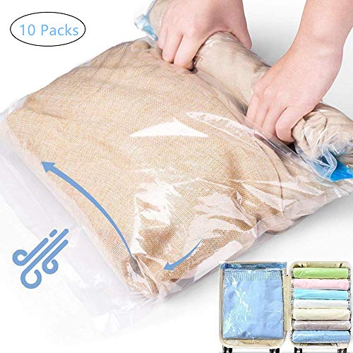 Product Cover BZBRLZ 10 Pack Travel Space Saver Bags, 3 Sizes of Travel Storage Bags, No Vacuum Pump Needed, Reusable Packing Sack Organizers, 80% More Compression, for Travel & Home