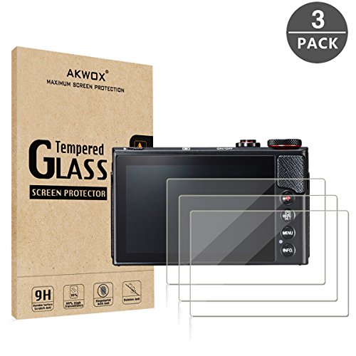 Product Cover (Pack of 3) Compatible Canon Eos M50 M6 M100 LCD Screen Protector, AKWOX 9H Hardness 0.33mm Camera Tempered Glass Film for Canon EOS M100, EOS M6, M50, PowerShot G9 X Mark II, G7 X Mark II, G5 X, G9