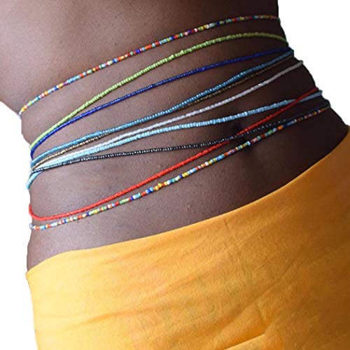 Product Cover Victray Boho Layered Waist Chains Beach Beads Belly Body Chain Fashion Belts Body Accessories Jewelry for Women and Girls (10 PCS)