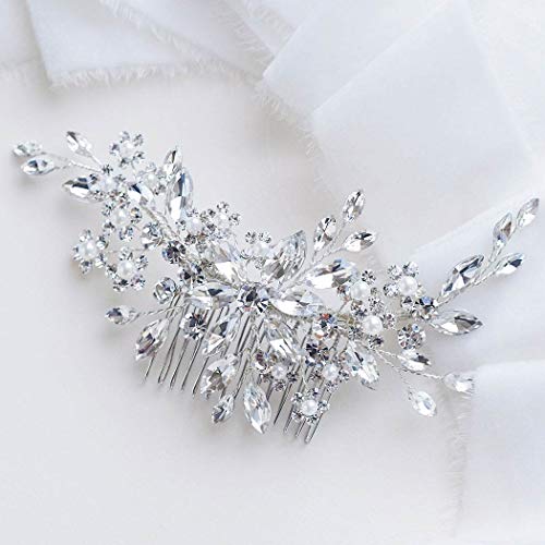 Product Cover Catery Flower Crystal Bride Wedding Hair Comb Hair Accessories with Pearl Bridal Side Combs Headpiece for Women