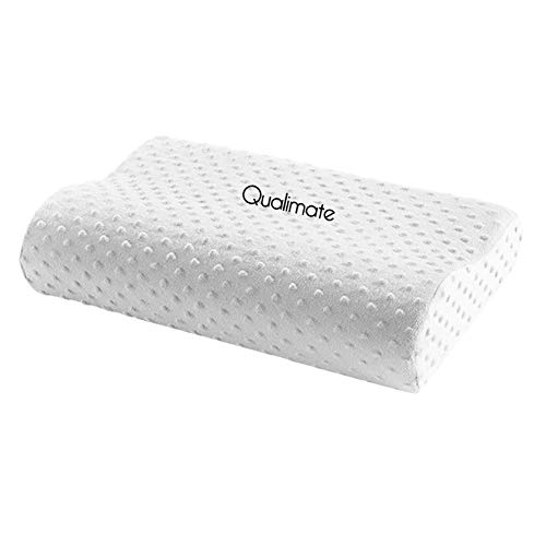Product Cover Qualimate Contour Cervical Pillow Memory Foam Ortho Pillow Memory Pillow for Neck Pain Cervical Pillow for Spondylitis Neck (White)