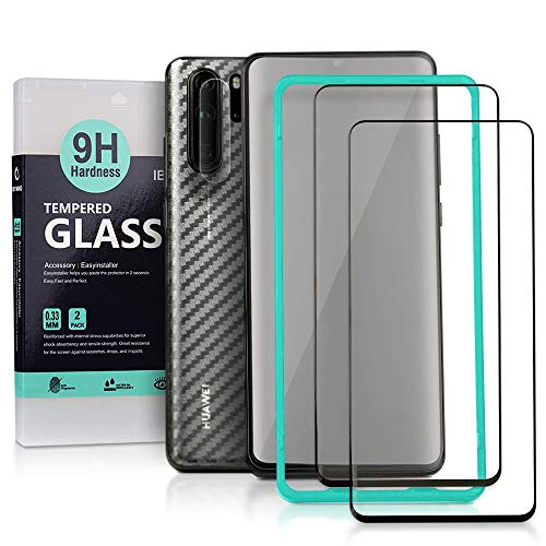 Product Cover Ibywind Screen Protector for Huawei P30 Pro[Pack of 2][9D Full Curved] with Camera Lens Tempered Glass Protector,Back Carbon Fiber Skin Protector,Including Easy Install Kit