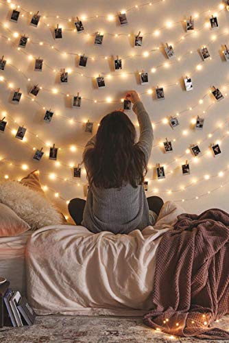Product Cover String Light with Clips, Photo Clip String Lights, 33Ft, 100 LED Fairy String Lights with 50 Clear Clips, 8 Modes USB Powered Warm White Lighting for Patio Halloween Christmas Party Wedding Decor