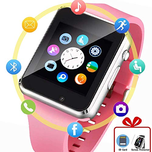 Product Cover Beaulyn Smart Watch, Android SmartWatch for Women Kids Girls Touch Screen Watch Phone with SD SIM Card Slot Camera Pedometer Compatible with Bluetooth for iOS (Partial Functions) Sweatproof