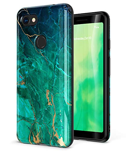 Product Cover GVIEWIN Marble Google Pixel 3a Case, Ultra Slim Thin Glossy Soft TPU Rubber Gel Phone Case Cover Compatible with Google Pixel 3a/ Pixel 3 Lite 2019 (Will Not fit Pixel 3a XL) (Green/Gold)