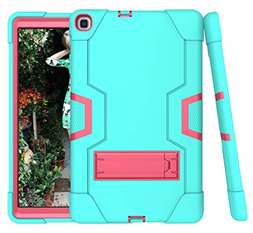 Product Cover Cantis Galaxy Tab A 10.1 2019 Case(SM-T510/T515),Slim Heavy Duty Shockproof Rugged Case High Impact Full Body Protective Case for Samsung Galaxy Tab A 10.1 2019 Release (Teal+Rose red)