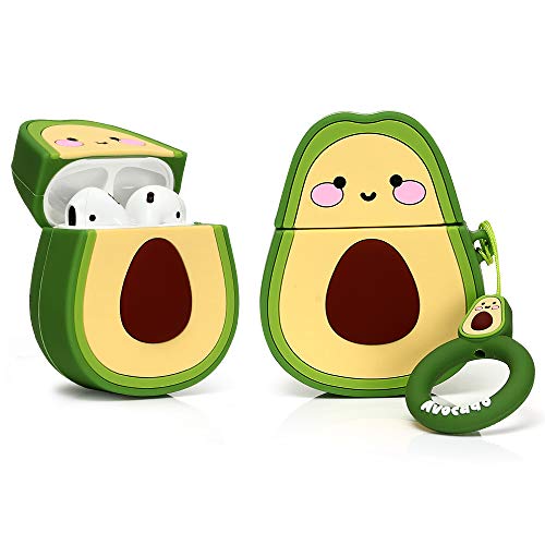 Product Cover LEWOTE Airpods Silicone Case Funny Cute Cover Compatible for Apple Airpods 1&2[Fruit and Vegetable Series][Best Gift for Girls or Couples] (Smile Avocado)
