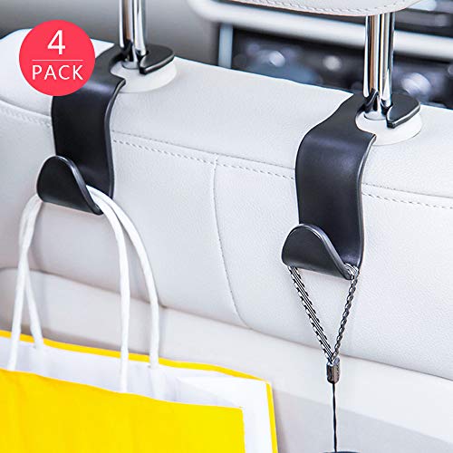 Product Cover MUYI 4 Pack Car Vehicle Backseat Headrest Hook Hanger Storage for Purse Backpack Grocery Bags Handbag