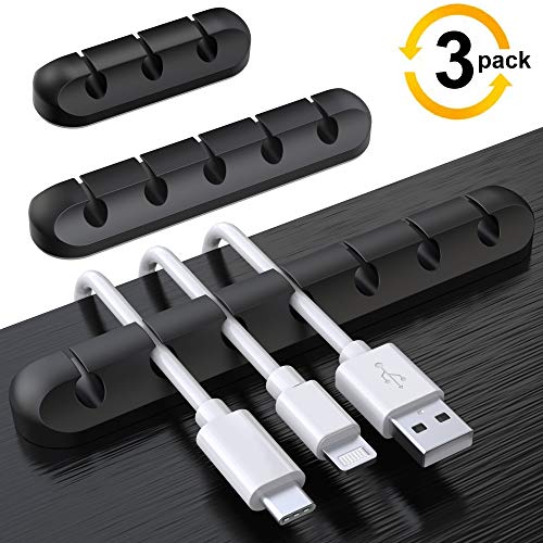 Product Cover 3-Pack Cable Holder Clips, Desktop Cable Organizer Cord Wire Management for USB Charging Cable/Power Cord/Mouse Cable PC Office Home