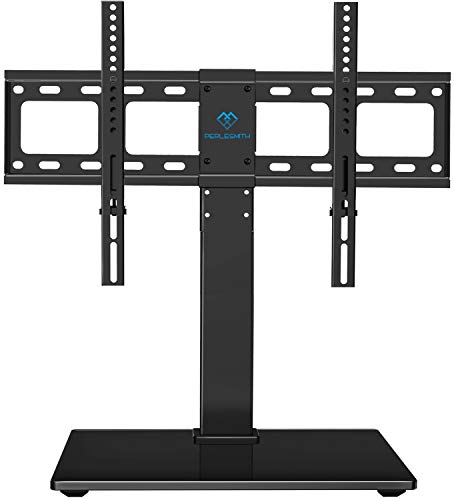Product Cover PERLESMITH Universal Swivel TV Stand / Base - Table Top TV Stand for 37-65 inch LCD LED TVs - Height Adjustable TV Mount Stand with Tempered Glass Base, VESA 600x400mm, Holds up to 88lbs