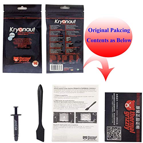 Product Cover Thermal Paste Thermal Grizzly Kryonaut Thermal Conductivity: >12.5W/m-k Carbon Based High Performance, Heatsink Paste, Thermal Compound CPU for All Coolers, Thermal Interface Material - 1 Grams