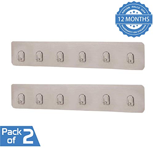 Product Cover HOKIPO® Magic Sticker Series Self Adhesive Bathroom Hook Rail, Hook for Hanging Napkin, Hooks for Wall, Kitchen Hooks for Hanging Utensils, Key Holder (Pack of 2)