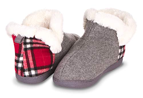 Product Cover Floopi Indoor, Outdoor Slippers for Women- Fur Lined House Booties, Ankle High, Closed-Back Cut- Triple Memory Foam Insole, Warm, Fuzzy Faux Fur Lining, Rubber Outsole-Slip-ons (XL, Charcoal Grey-206)