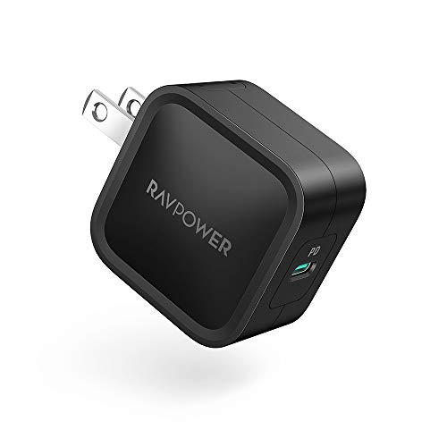 Product Cover USB C Wall Charger, RAVPower 30W PD 3.0 [GaN Tech] Type C Fast Charging Power Delivery Foldable Adapter，Compatible with iPhone 11/ Pro/Max, MacBook Air/Ipad Pro, Galaxy and More (Black)