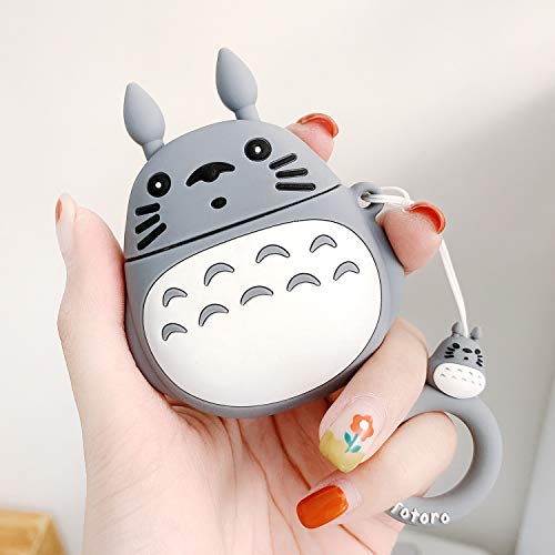 Product Cover Coralogo Compatible with Airpods 1/2 Cute Case,Cartoon Character Silicone Animal Airpod Designer Skin Kawaii Funny Fun Cool Keychain Design Cover Kids Teens Air pods Cases for Girls Boys(3D Totoro)