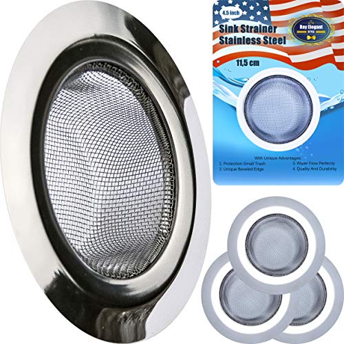 Product Cover 3 PCS Kitchen Sink Strainer Stainless Steel - Mesh Sink Drain Strainer with Large Wide Rim 4.5