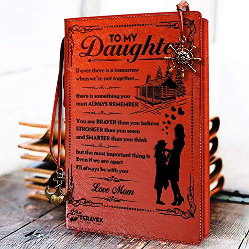Product Cover To My Daughter Leather Writing Journal from Mom - Christmas Gift Ideas 2019 - Drawing Sketch Book Travel Diary Refillable Notebook Birthday Wedding Graduation Back to School Gift from Mom to Daughter