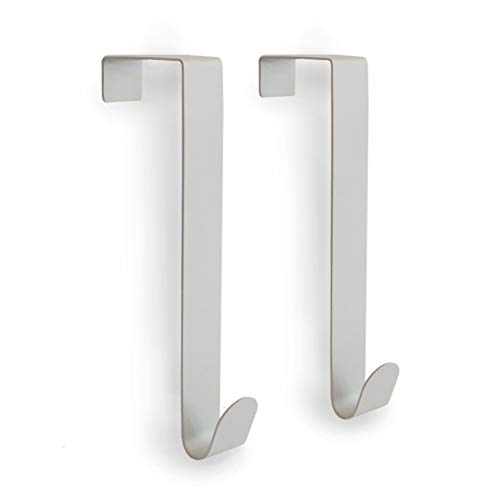 Product Cover Premium over the Door Hook 2-Pack. Sturdy Design Stainless Steel Door Hanger Over Door Hooks with Warm Grey Powder Coated Finish. Over The Door Hooks for Clothes, Towel Hook, Coat Hooks and More.