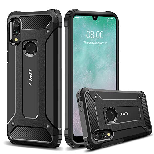 Product Cover J&D Case Compatible for Redmi 7 Case, Heavy Duty [ArmorBox] [Dual Layer] Shock Resistant Hybrid Protective Rugged Case for Xiaomi Redmi 7 Case - Black