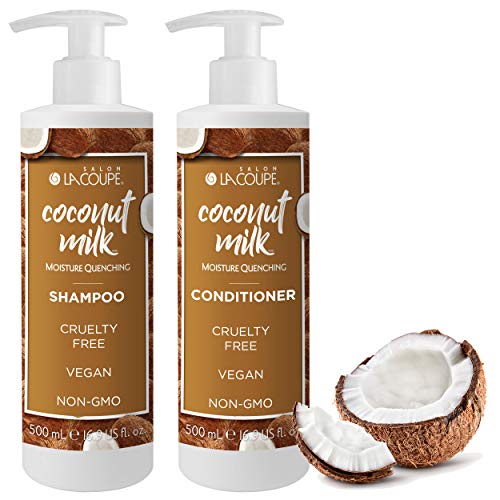 Product Cover LaCoupe Naturals for Dry Hair, Sulfate Free Shampoo & Conditioner Set with Argan Oil & Coconut Milk - Safe for Color Treated Hair - Vegan - Cruelty Free