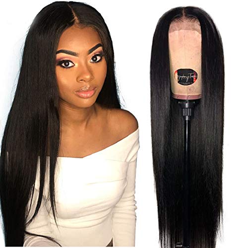 Product Cover Jaja Hair 13x6 Lace Front Wigs Real Natural Brazilian Smooth Straight Hair Wigs Pre Plucked Hairline With Baby Hair Natural Color Human Hair Wigs For Black Women 24 Inch