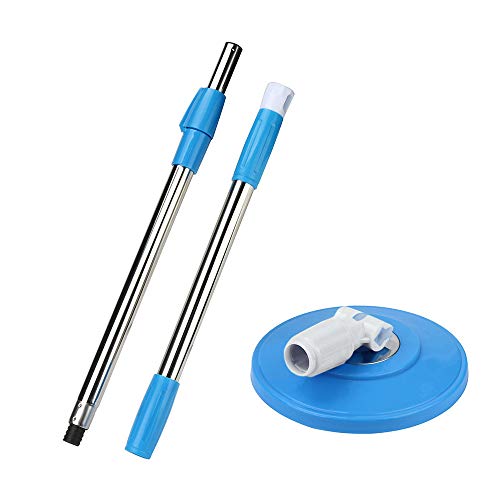 Product Cover Spin Mop Replacement Handle and Head,304 Stainless Steel Adjustable Up to 45.67 Inch Mop Pole and Plastic Head, 360 No Foot Pedal Version (Blue)