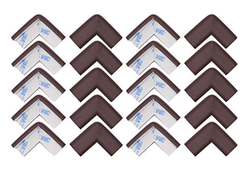 Product Cover Store2508® Child Safety Corner Guards Cushion. 20 Pcs Pre Taped Corner Guards Cushion with Genuine 3M 9448A Tape for Baby Safety Child Proofing. (Brown)