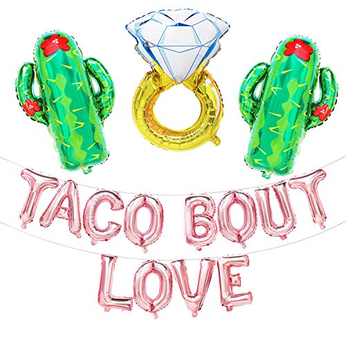 Product Cover Taco Bout Love Balloon Banner Rose Gold | Taco Bout Love Decorations | Mexican Fiesta Themed Bridal Shower Bachelorette Wedding Party Decorations Supplies | 16inch