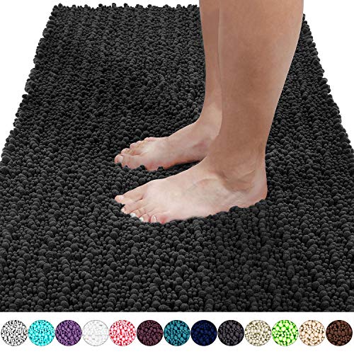 Product Cover Yimobra Original Luxury Shaggy Bath Mat, Super Absorbent Water, Non-Slip, Machine-Washable, Soft and Cozy, Thick Modern for Bathroom Bedroom (44.1 X 24 Inches, Dark Gray)