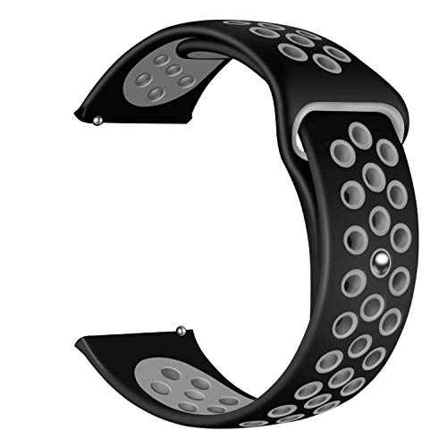 Product Cover TASLAR Soft Silicone Breathable Bands Strap Compatible with Fitbit Versa/Fitbit Versa Lite/Versa 2 / Versa Special Edition (Black Gray)