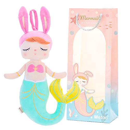 Product Cover Baby Doll Girl Gifts Mermaid Plush Toys Rag Doll Infant Girls Gift with Box Green 14 Inches