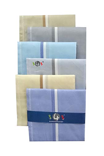 Product Cover S4S Men's 100% Cotton Essential Handkerchiefs (Multicolor Assorted_42CM X 42CM_Pack of 6)