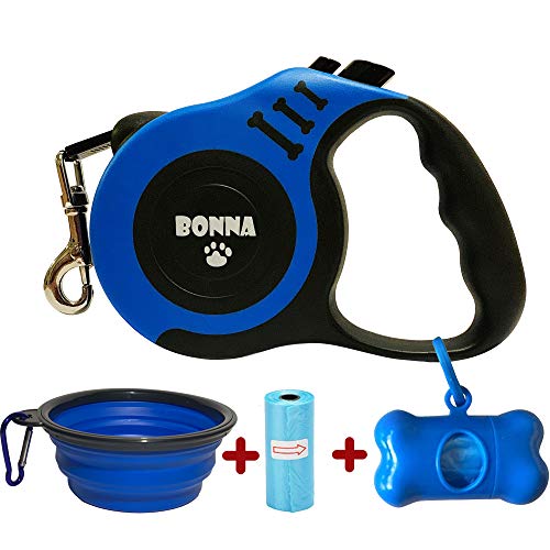 Product Cover Bonna Retractable Dog Leash for Medium - Small Dogs and Cats 16.5FT Tangle Free, Heavy Duty Walking Leash with Anti Slip Handle, Pause and Lock Strong Nylon Tape, Dog Leash Retractable