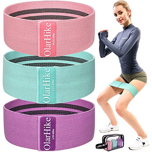 Product Cover OlarHike Resistance Bands Booty Bands Set for Butt Legs Glutes, Non Slip Exercise Fabric Hip Bands Workout Bands for Women with Elegant Carrying Bag (Green, Pink, Purple)