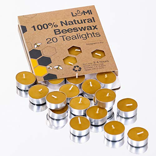 Product Cover 100% Beeswax Tealight Candles with Aluminium Cup - 20PCS Pure Beeswax Candles!