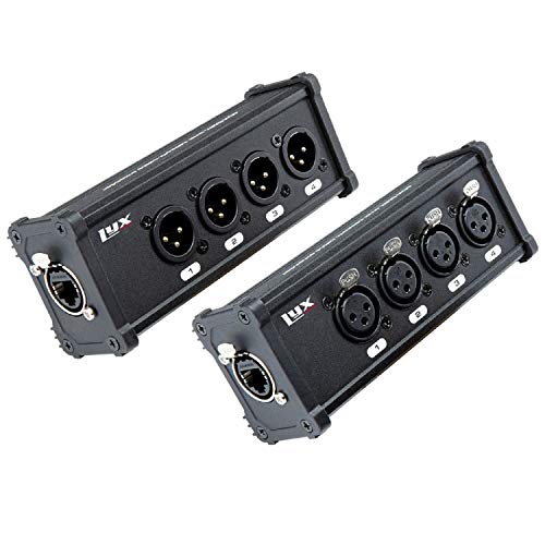 Product Cover LyxPro 4-Channel 3-Pin XLR Multi Network Breakout for Stage Sound - Lighting & Recording Studio - XLR Male and Female to RJ45 Ethercon