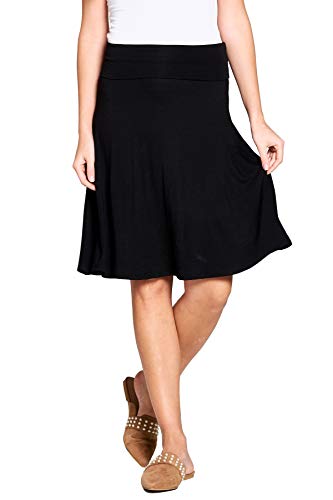 Product Cover Popana Womens Casual Knee Length A-Line Stretch Midi Skirt Plus Size Made in USA