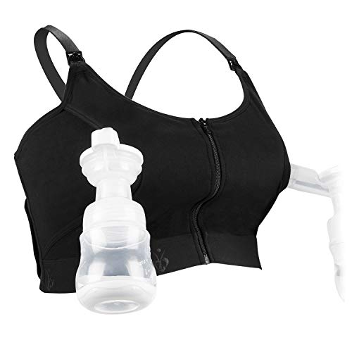 Product Cover Hands Free Pumping Bra, Momcozy Adjustable Breast-Pumps Holding and Zipper Nursing Bra, Suitable for Breastfeeding-Pumps by Medela, Lansinoh, Philips Avent, Spectra (Medium)
