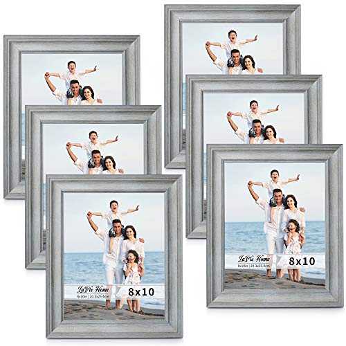Product Cover LaVie Home 8x10 Picture Frames (6 Pack, Light Gray Wood Grain) Rustic Photo Frame Set with High Definition Glass for Wall Mount & Table Top Display, Set of 6 Elite Collection