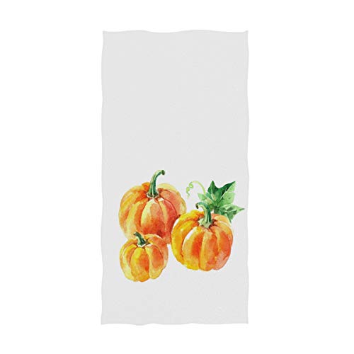 Product Cover Wamika Thanksgiving Decor Hand Towels 30x15 Inch,Orange Pumpkin Bath Bathroom Towel Multipurpose Towels Highly Absorbent for Bath,Hand,Face,Gym,Spa