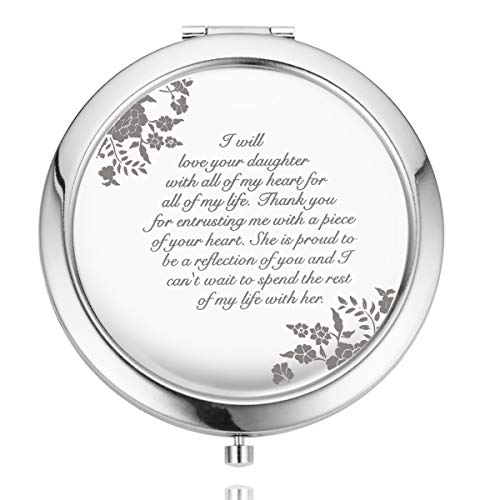 Product Cover UOIPENGYI Mother of The Bride Gifts from Groom, Wedding Keepsake Gift from Son in Law, Engraved Gift Present Compact Travel Mirrors (Mother of the Bride)