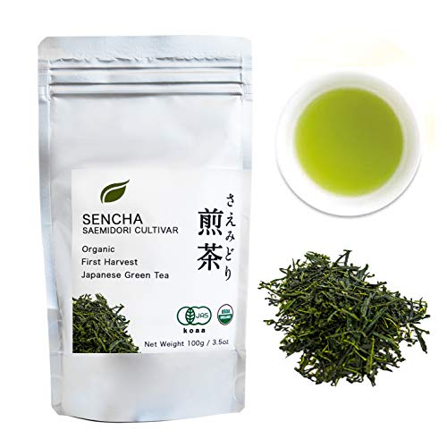 Product Cover Organic Japanese Sencha - First Harvest Saemidori Cultivar 100g (3.5oz) bag - USDA Organic Loose Leaf Tea