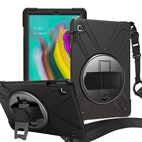 Product Cover Rantice Samsung Galaxy Tab S5e Case, Heavy Duty Rugged Shockproof Drop Protection Case with 360 Stand, Hand Strap & Shoulder Strap for Galaxy Tab S5e 10.5 Inch (SM-T720/T725) 2019 Release (Black)