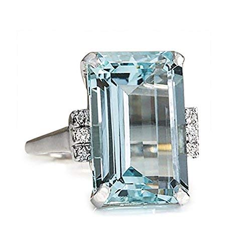 Product Cover Goddesslili Classic Sky Blue Aquamarine Rings for Women Girlfriend Vintage Wedding Engagement Anniversary Simple Jewelry Gift Under 5 Dollars (10)
