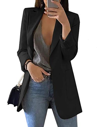 Product Cover Women's Long Sleeve Solid Color Turn-Down Collar Coat Ladies Business Suit Cardigan Jacket Suit Blazer Tops