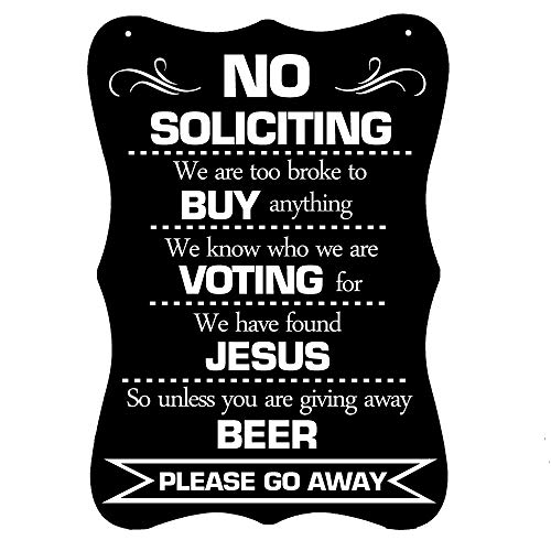 Product Cover Calien No Soliciting Sign for House Door Office Business 12'' X 8'' Funny Hanging No Soliciting Signs