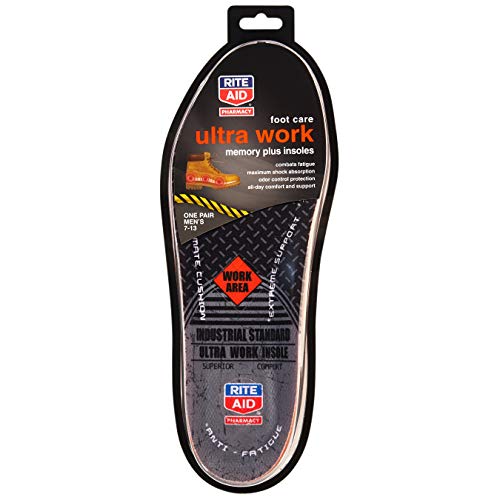 Product Cover Rite Aid Memory Plus Work Insoles for Men - Sizes 7-13 | Shock Absorbing Insoles | Memory Foam Insoles